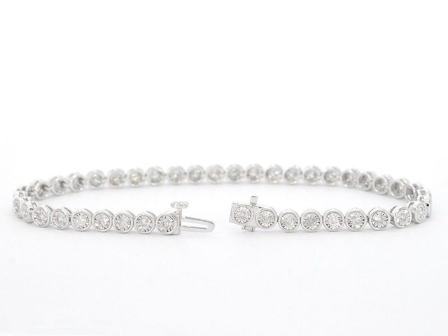 Witgouden armband vol met diamanten gezet - afbeelding 4 van  9