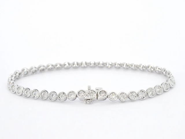 Witgouden armband vol met diamanten gezet - afbeelding 3 van  7