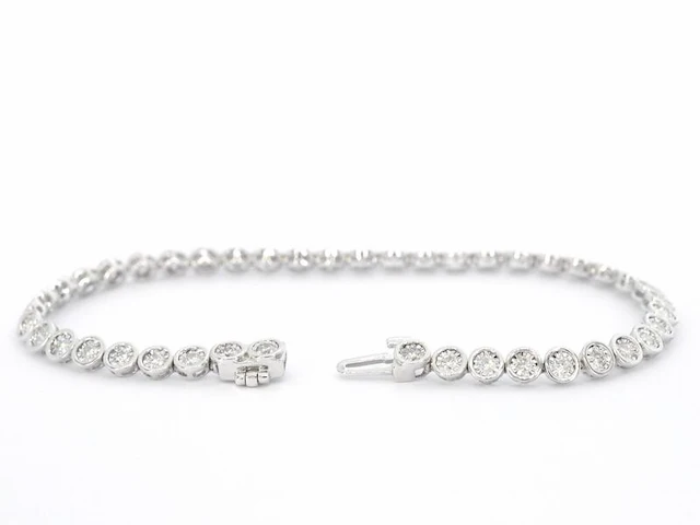 Witgouden armband vol met diamanten gezet - afbeelding 4 van  7