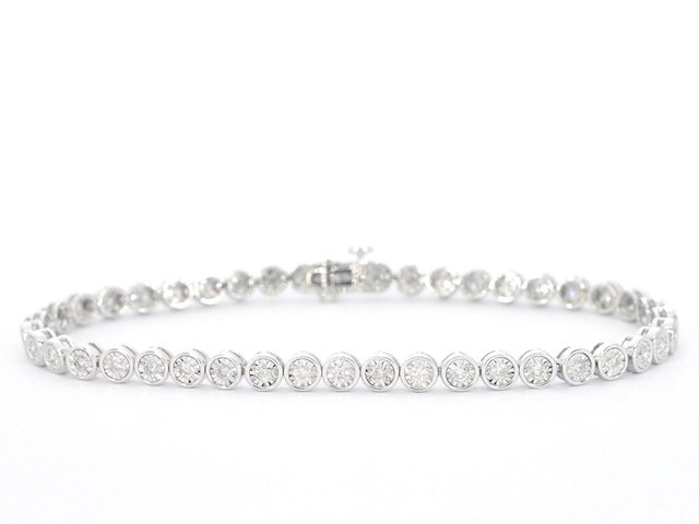 Witgouden armband vol met diamanten gezet - afbeelding 1 van  7