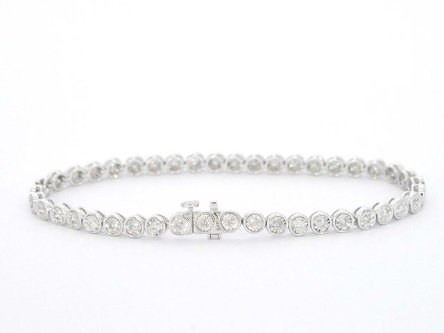 Witgouden armband vol met diamanten gezet - afbeelding 3 van  7
