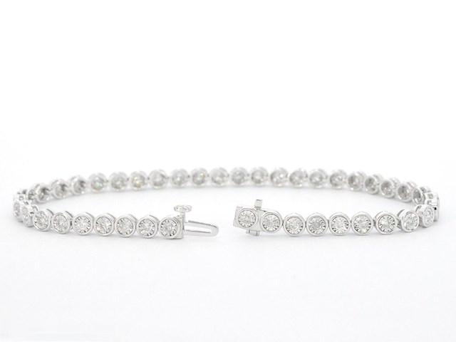Witgouden armband vol met diamanten gezet - afbeelding 4 van  7