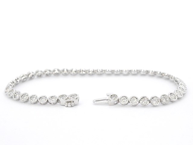 Witgouden armband vol met diamanten gezet - afbeelding 4 van  9