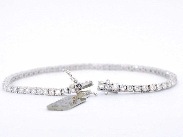 Witgouden armband volledig bezet met briljant geslepen diamanten 4.50 carat - afbeelding 5 van  9