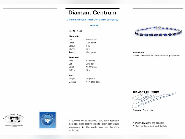 Witgouden armband zwarte diamant 6.00 ct - afbeelding 8 van  8