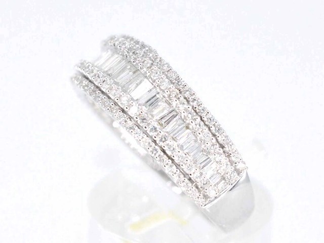 Witgouden band ring met vijf rijen van diamant 1.00 carat - afbeelding 3 van  7