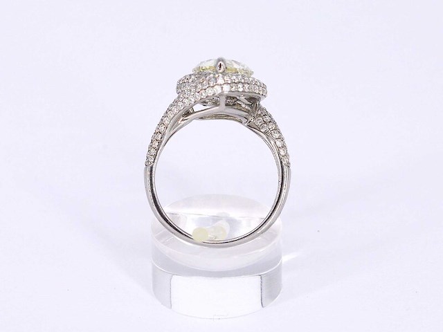 Witgouden bijzondere diamanten ring met een pear shape diamant van 3.00 carat - afbeelding 5 van  8