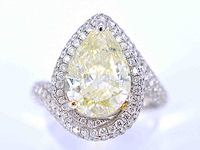 Witgouden bijzondere diamanten ring met pear shape diamant 3.00 carat - afbeelding 1 van  7