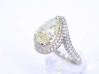 Witgouden bijzondere diamanten ring met pear shape diamant 3.00 carat - afbeelding 4 van  7