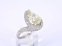 Witgouden bijzondere diamanten ring met pear shape diamant 3.00 carat - afbeelding 5 van  7