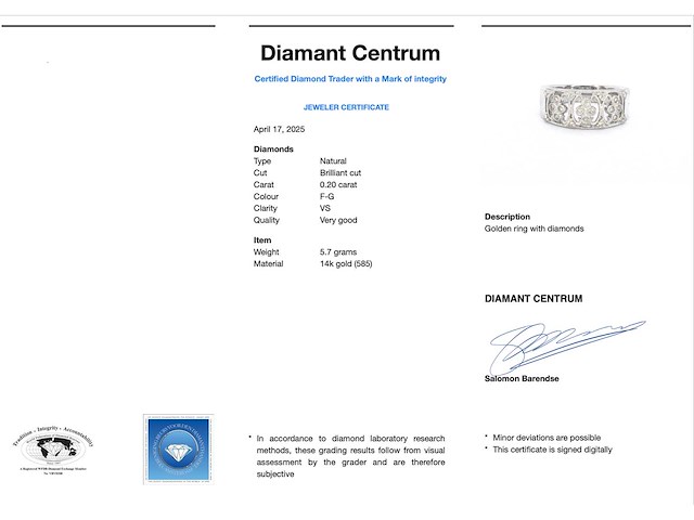 Witgouden brede ring met natuurlijke diamanten in motief gezet - afbeelding 4 van  10