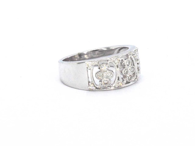Witgouden brede ring met natuurlijke diamanten in motief gezet - afbeelding 5 van  10