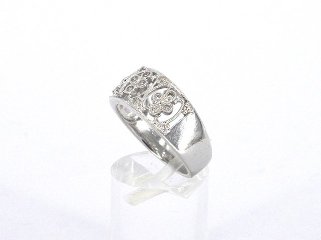 Witgouden brede ring met natuurlijke diamanten in motief gezet - afbeelding 11 van  11