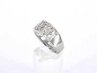 Witgouden brede ring met natuurlijke diamanten in motief gezet - afbeelding 11 van  11