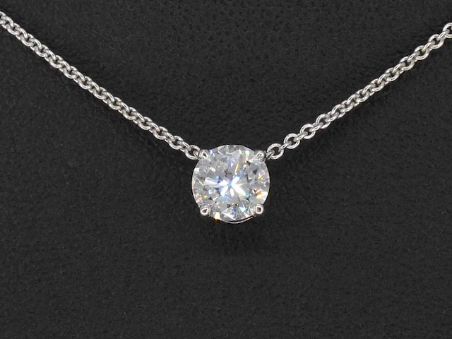 Witgouden collier diamant 1.00 ct igi - afbeelding 2 van  7