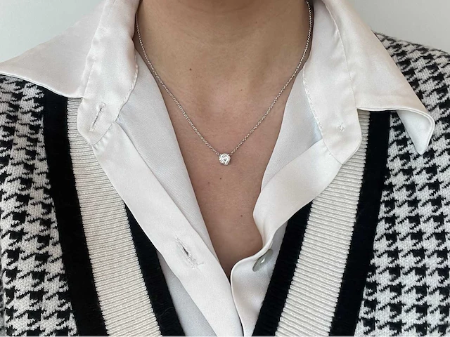 Witgouden collier diamant 1.00 ct igi - afbeelding 3 van  7