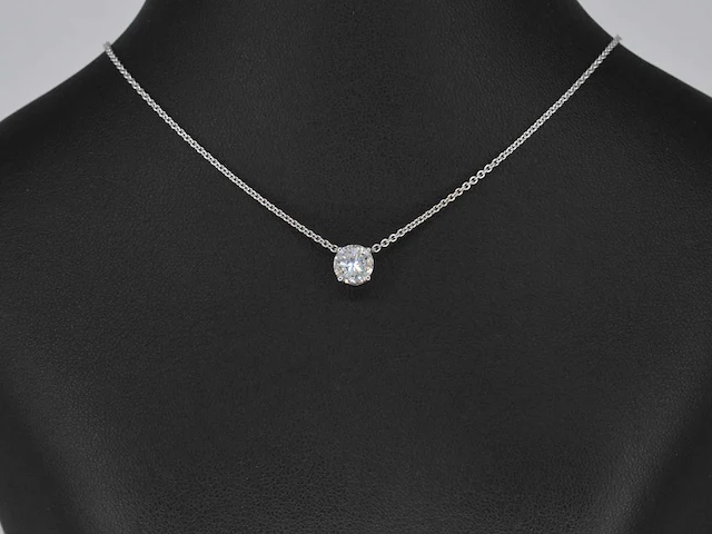 Witgouden collier diamant 1.00 ct igi - afbeelding 5 van  7