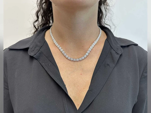 Witgouden collier diamant 10.00 ct - afbeelding 2 van  9