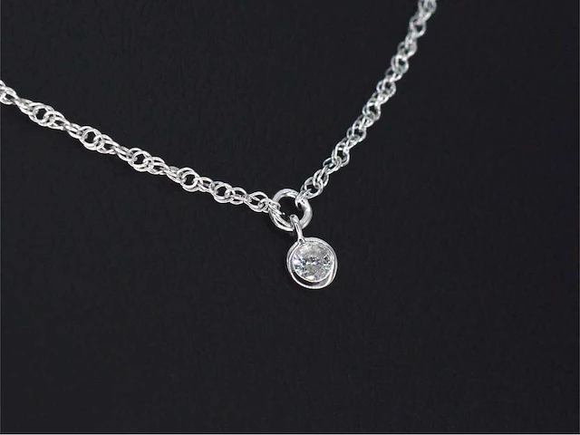 Witgouden collier diamant - afbeelding 1 van  7