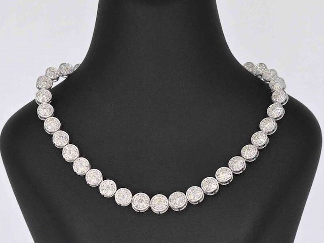 Witgouden collier met 15.00 carat natuurlijke diamanten - afbeelding 1 van  10