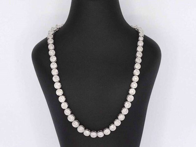 Witgouden collier met 15.00 carat natuurlijke diamanten - afbeelding 3 van  10