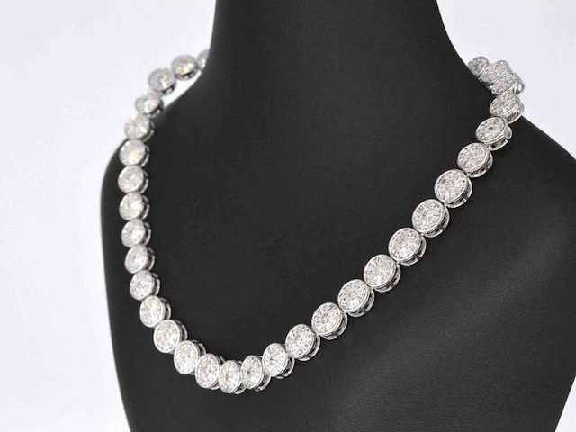 Witgouden collier met 15.00 carat natuurlijke diamanten - afbeelding 4 van  10