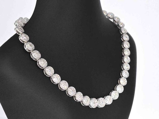 Witgouden collier met 15.00 carat natuurlijke diamanten - afbeelding 5 van  10