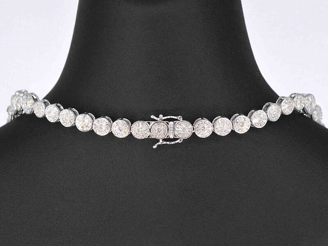 Witgouden collier met 15.00 carat natuurlijke diamanten - afbeelding 6 van  10