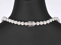 Witgouden collier met 15.00 carat natuurlijke diamanten - afbeelding 6 van  10