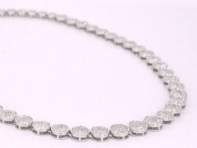 Witgouden collier met 15.00 carat natuurlijke diamanten - afbeelding 8 van  10