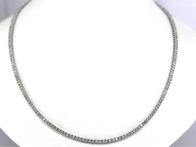 Witgouden collier met briljant geslepen diamanten - afbeelding 1 van  9