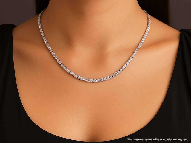 Witgouden collier met briljant geslepen diamanten - afbeelding 2 van  9