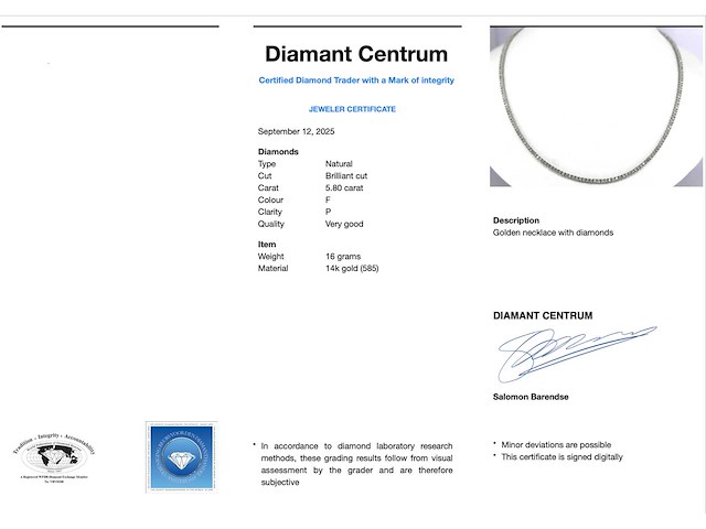 Witgouden collier met briljant geslepen diamanten - afbeelding 3 van  9