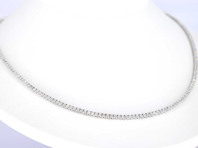 Witgouden collier met briljant geslepen diamanten - afbeelding 4 van  9