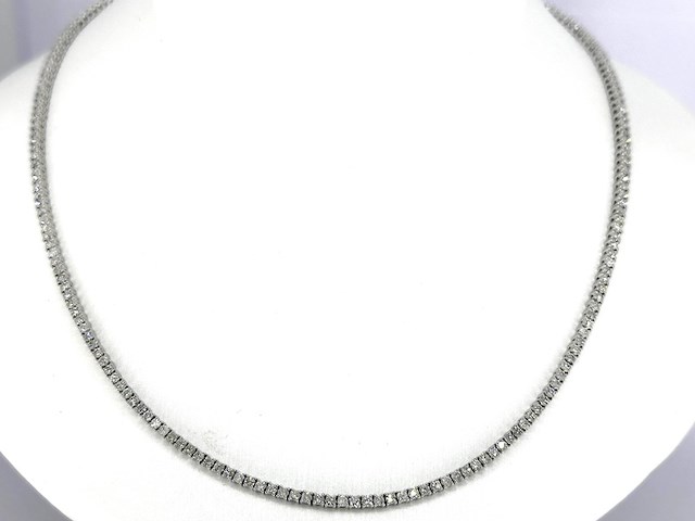 Witgouden collier met briljant geslepen diamanten - afbeelding 1 van  10