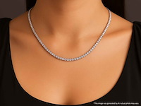 Witgouden collier met briljant geslepen diamanten - afbeelding 3 van  10