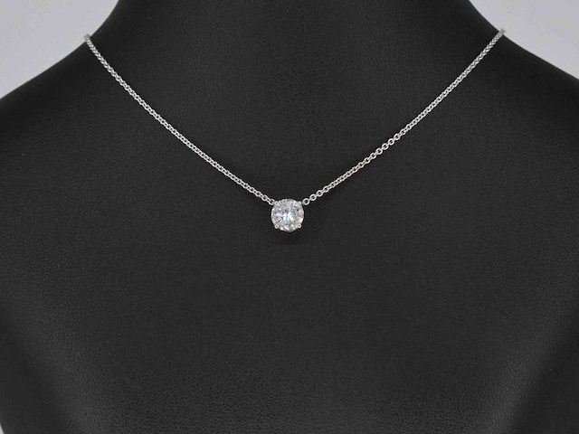 Witgouden collier met diamant 1.00 carat - afbeelding 6 van  7