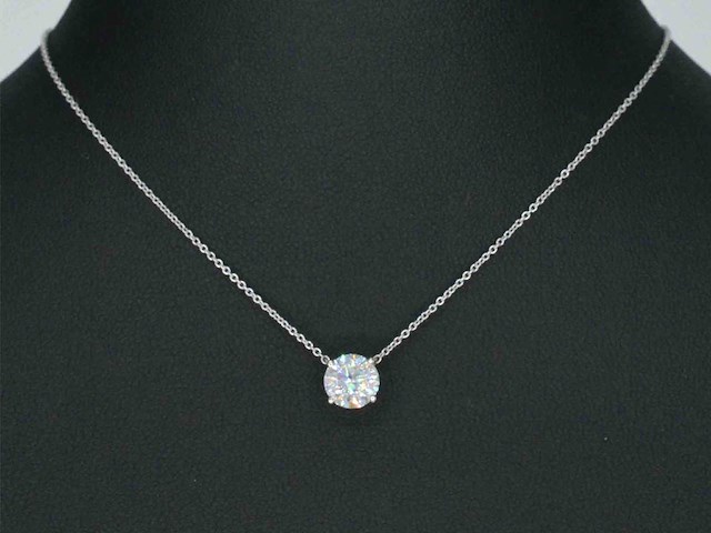 Witgouden collier met diamant 1.00 carat - afbeelding 2 van  6