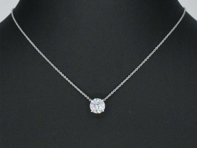 Witgouden collier met diamant 1.00 carat - afbeelding 2 van  6