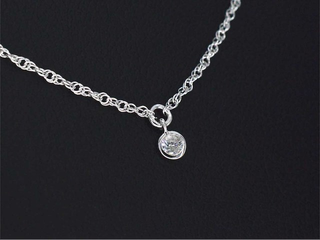 Witgouden collier met diamant - afbeelding 1 van  7