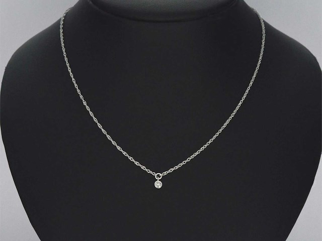 Witgouden collier met diamant - afbeelding 2 van  7