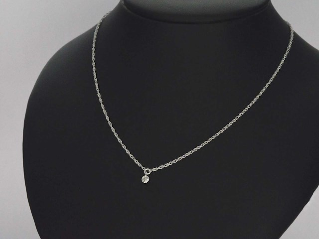 Witgouden collier met diamant - afbeelding 4 van  7