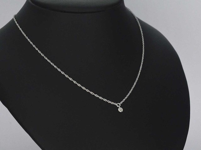 Witgouden collier met diamant - afbeelding 5 van  7