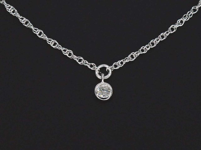 Witgouden collier met diamant - afbeelding 6 van  7