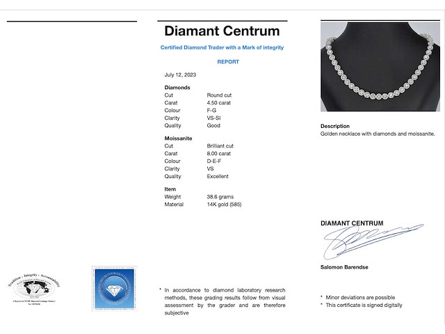 Witgouden collier met diamanten en briljanten 12.50 carat - afbeelding 3 van  8