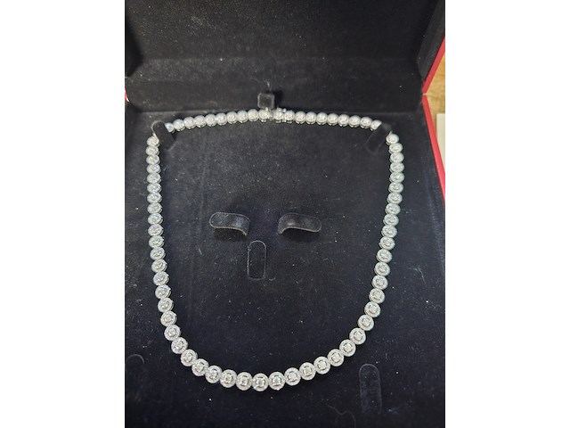 Witgouden collier met diamanten en briljanten 12.50 karaat, 14 karaat wit goud 38,6 gram , 2023 - afbeelding 1 van  2