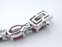 Witgouden collier met diamanten en robijn - afbeelding 8 van  9