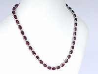 Witgouden collier met diamanten en robijn - afbeelding 5 van  9