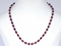 Witgouden collier met diamanten en robijn - afbeelding 1 van  10