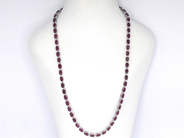 Witgouden collier met diamanten en robijn - afbeelding 3 van  10